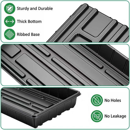 10-Pack Plant Growing Trays, 17 x 11 Inch No-Drain Seedling & Microgreen Trays