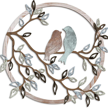 Metal Wall Art – Bird on Tree Branch Silhouette, Home & Office Decor, Fresh Color