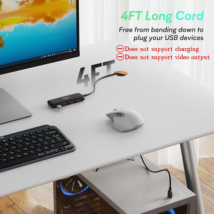 10Gbps USB 3.2 Hub 4 Port USB A Splitter with 4FT Cable for PC Laptop