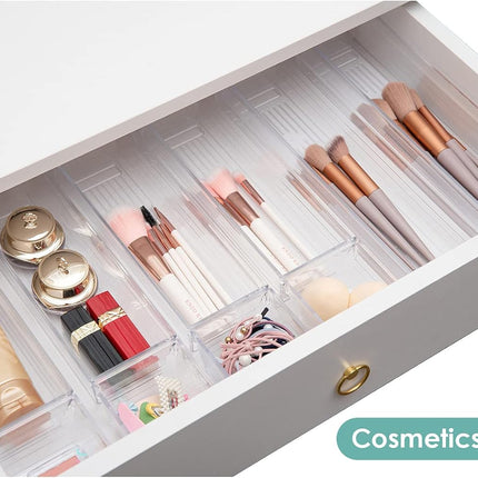 10-Pc Clear Plastic Storage Trays for Makeup, Utensils, Jewelry & Gadgets