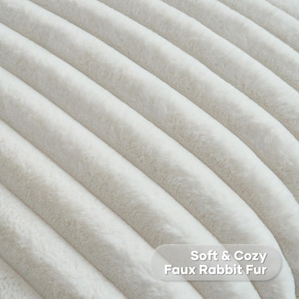 Modern Cream Cushion Covers – Faux Rabbit Fur & Velvet, Set of 2