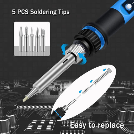 80W Soldering Iron Kit 110V LCD Digital Adjustable Temperature Fast Heat Tool