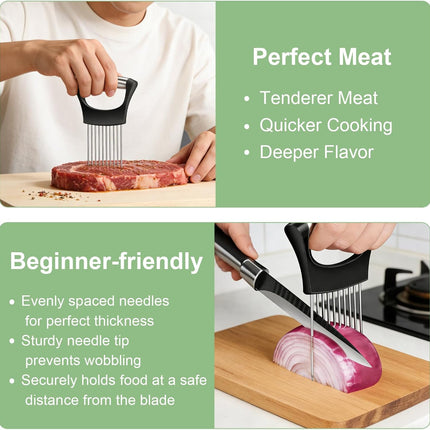 Onion Slicer & Crinkle Cutter – Stainless Steel, Multi-Use Chopper for Kitchen