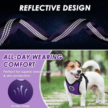 Dog Seat Belt Harness Soft Padded Adjustable Car Safety Vest Purple Medium