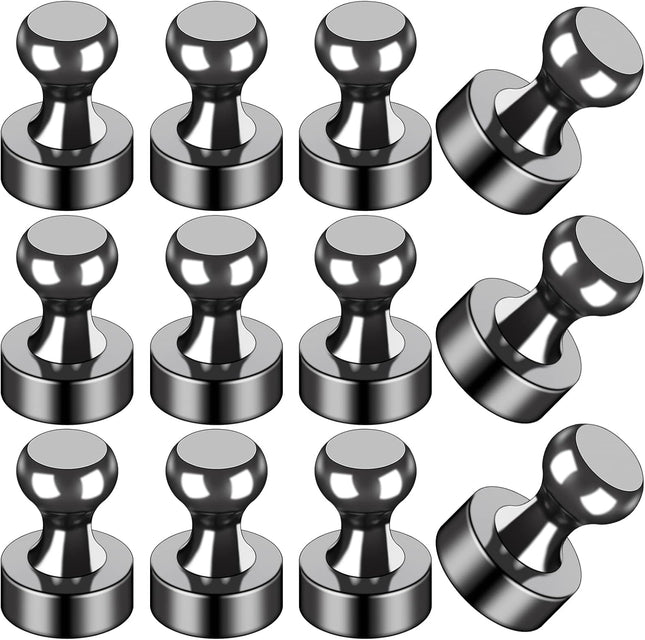 12PCS Strong Fridge Magnets – Whiteboard & Refrigerator Accessories, Black