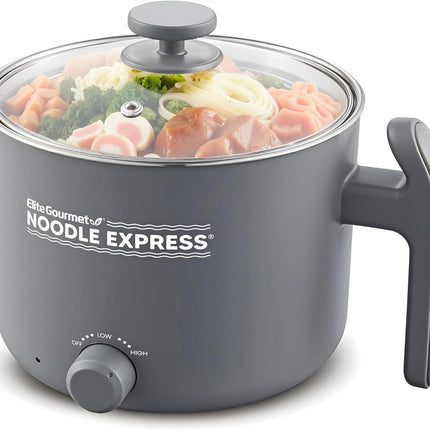 Electric Hot Pot 1.5L Stainless Steel, Ramen, Rice & Soup Cooker with Glass Lid