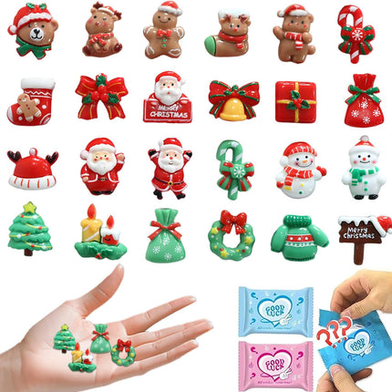 50 PCS Mini Christmas Resin Figurines Blind Bags Mystery Figures for Crafts