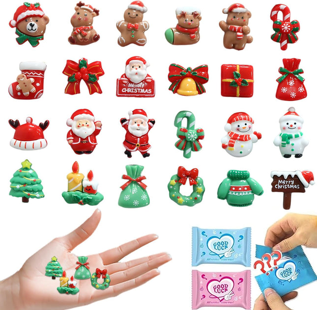 50 PCS Mini Christmas Resin Figurines Blind Bags Mystery Figures for Crafts