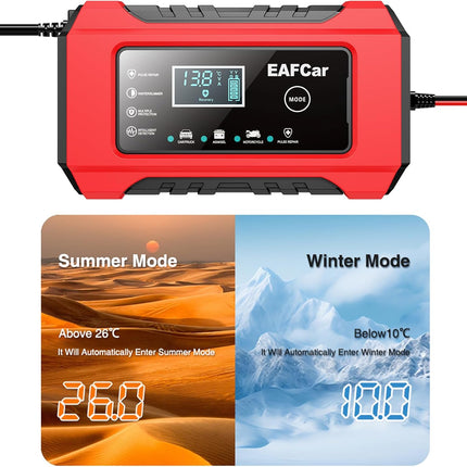 12V 6A Car Battery Charger – Smart Trickle Charger & Maintainer with Temp Compensation