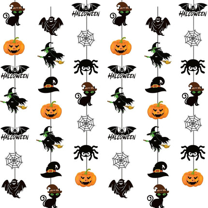 9-Piece Halloween Hanging Garland Set, Ghost Pumpkin Witch Bat Banners & Streamers