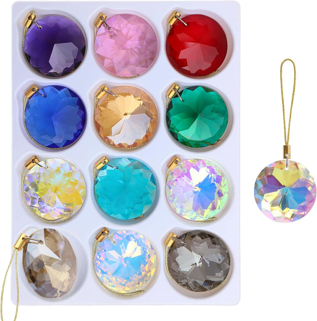 12 PCS Mini Crystal Glass Christmas Balls – Multicolor Tree & Party Decor