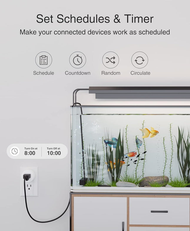 Mini Smart Plug – WiFi Outlet, Alexa & Google Home, Remote & Timer, White