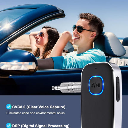 Bluetooth Receiver for Car, 3.5mm AUX Wireless Audio Adapter with Mic
