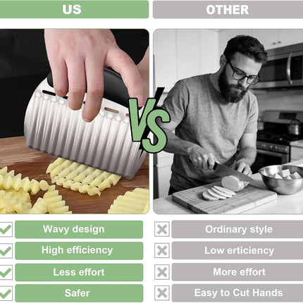 Onion Slicer & Crinkle Cutter – Stainless Steel, Multi-Use Chopper for Kitchen
