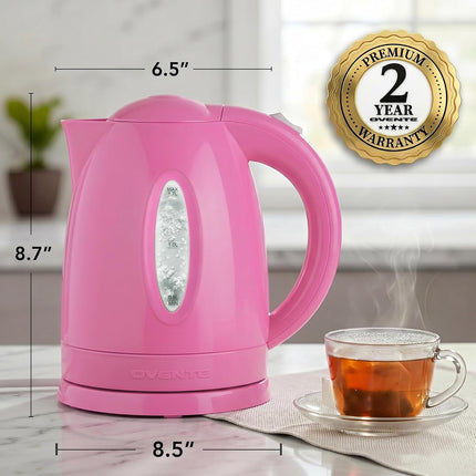 1.7L Pink Electric Tea Kettle 1100W Fast Boiling Water Heater BPA-Free KP72P