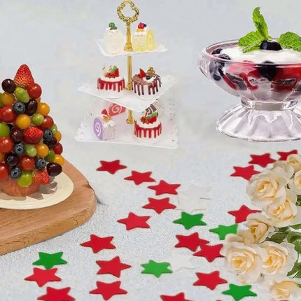 8000PCS Red Green White Star Confetti – 2cm Table Decor for Christmas Parties