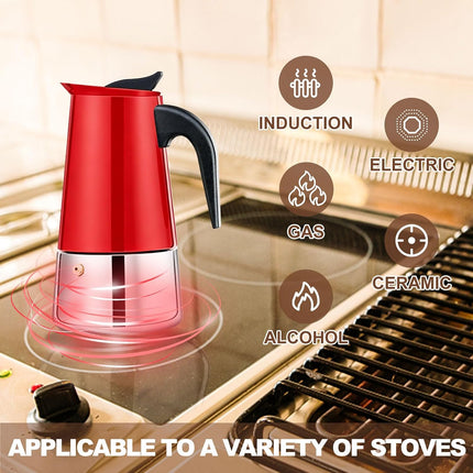 4-Cup Stainless Steel Moka Pot Espresso Maker 200ml Stovetop Coffee Percolator