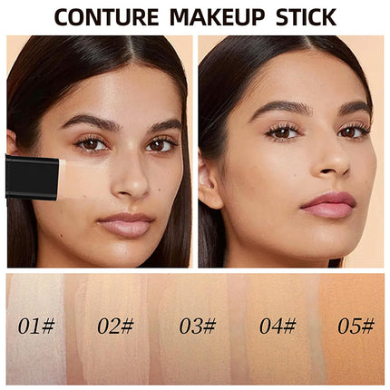 Dual Ended Foundation Stick Concealer Korean Makeup Contour Brush Set