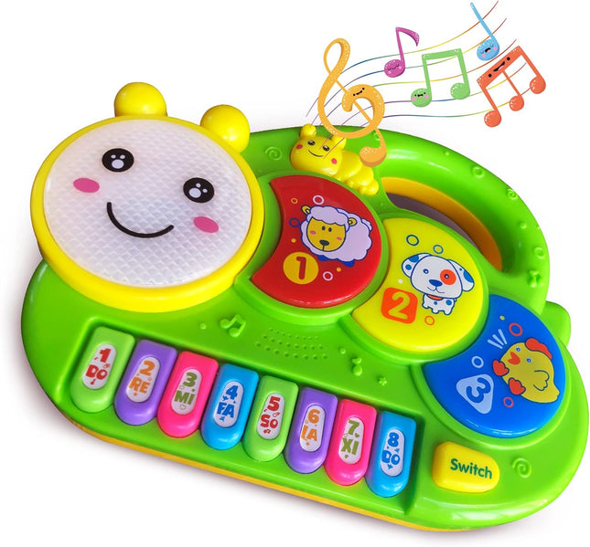 Baby Piano Drum Music Toy with Lights & Animal Sounds for 6-24 Months