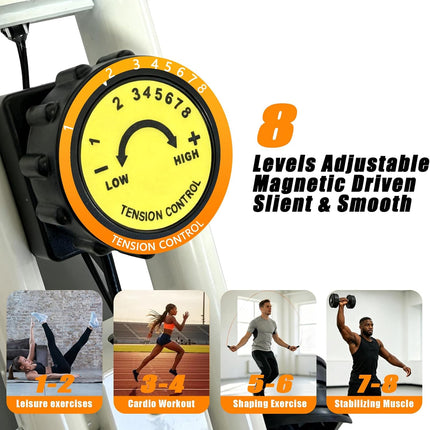 Foldable Magnetic Recumbent Exercise Bike, 8-Level Resistance, 300 Lb Capacity