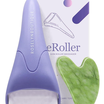 Ice Roller & Gua Sha Set – Reduce Wrinkles, Fine Lines & Puffiness, Purple