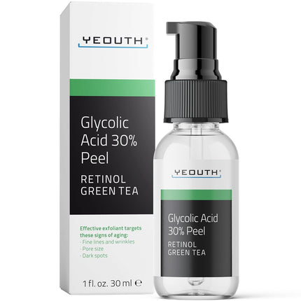 Glycolic Acid 30% Face Peel – At-Home Chemical Exfoliator with Retinol