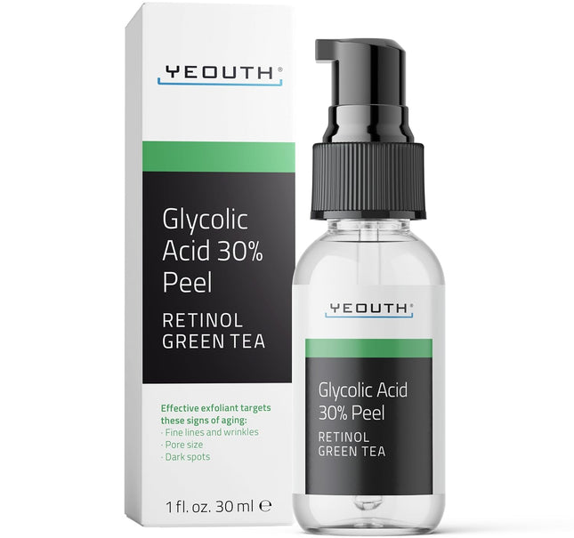 Glycolic Acid 30% Face Peel – At-Home Chemical Exfoliator with Retinol