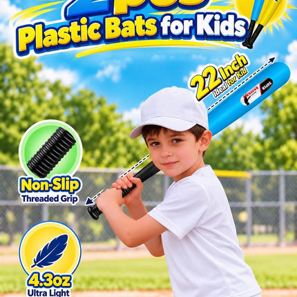 Kids Baseball Toss and Catch Set, 4 Sticky Gloves, 4 Balls, 2 Bats & Carry Bag
