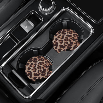4-Pack Car Cup Coasters – 2.75" Leopard Print, Neoprene, for Cup Holders