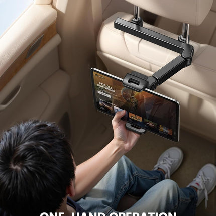 3-in-1 Car Headrest Tablet Holder – Adjustable Back Seat Mount for Kids & Travel