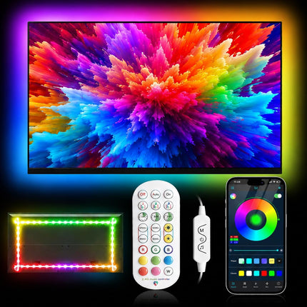 9.8FT RGBIC TV LED Backlight Strip for 32-43 Inch TVs Music Sync Bluetooth App Control