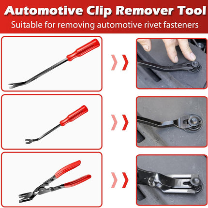 7-Piece Car Trim Removal Tool Kit, Non-Scratch Pry Tools & Clip Pliers, Red
