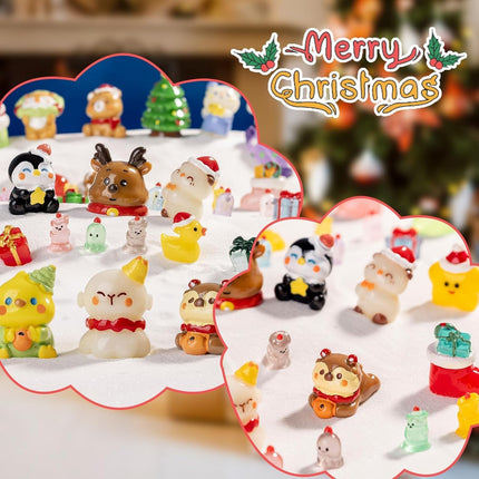 54PCS Mini Christmas Figurines – Resin Ornaments for Table & Window Decor