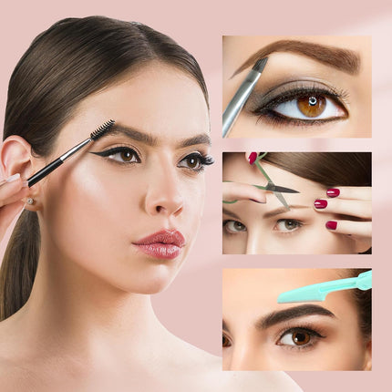 7PCS Tweezers Kit for Women Eyebrow Scissors Razor Spoolie Facial Hair Plucker