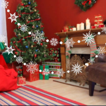 Christmas Snowflake Garland 16.4FT | Hanging Ornaments for Home & Party