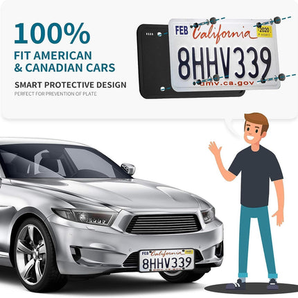 2-Pack Silicone License Plate Frames – Black, Rust-Proof, Weather & Rattle-Proof