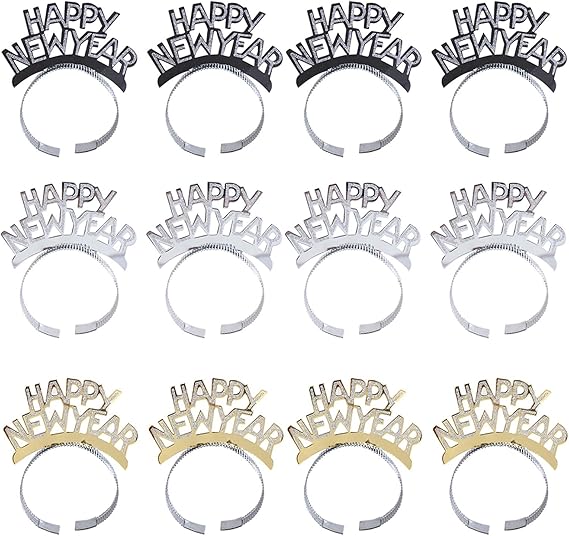 Happy New Year Headband Tiara 12 Pcs NYE Party Favor Decorations