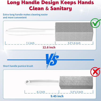 4Pack Toilet Pumice Stone with Long Handle, Bathroom Cleaning Brush Set