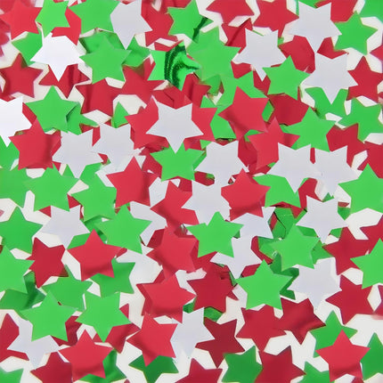 8000PCS Red Green White Star Confetti – 2cm Table Decor for Christmas Parties