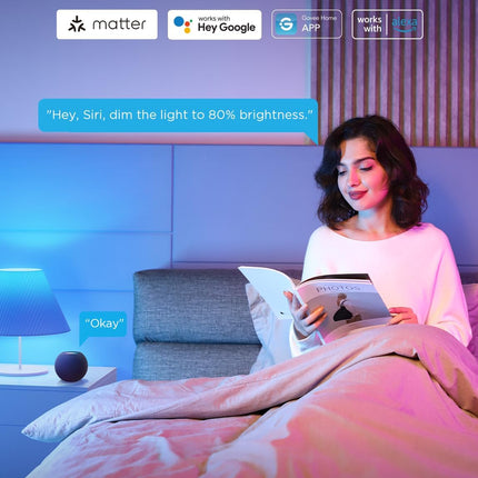 Smart A19 LED Light Bulbs 2-Pack, 75W 1000LM RGBWW E26 Color Changing, Matter