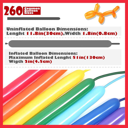 100pcs Long Balloons Kit with Pump – Rainbow Colors for Twisting & Party Fun