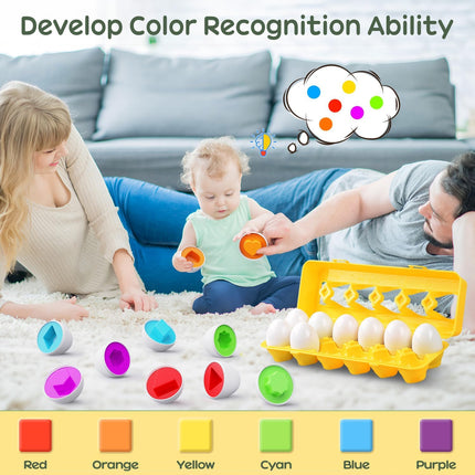 Matching Eggs Sensory Toys – Color & Shape Recognition for Kids, Easter Learning Toy