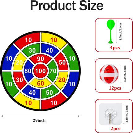 Large 29" Dart Board for Kids with Sticky Balls & Darts, Ages 3–12