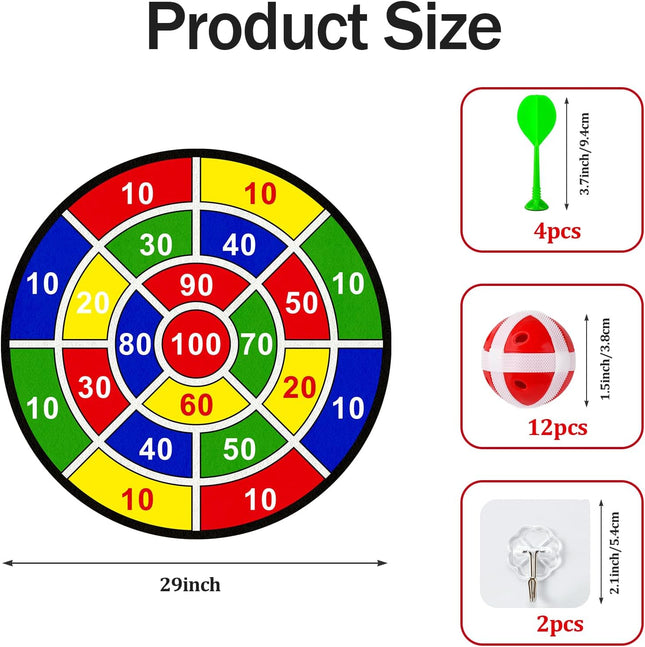 Large 29" Dart Board for Kids with Sticky Balls & Darts, Ages 3–12
