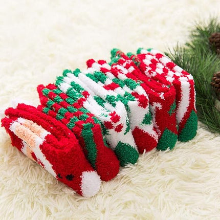 Cute Christmas Fuzzy Socks Women & Girls Cozy Fluffy Winter Warm Slippers Holiday Gifts
