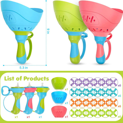 Flying Catch Disc Launcher Game 3 Pack Outdoor Toys for Kids Ages 3-8