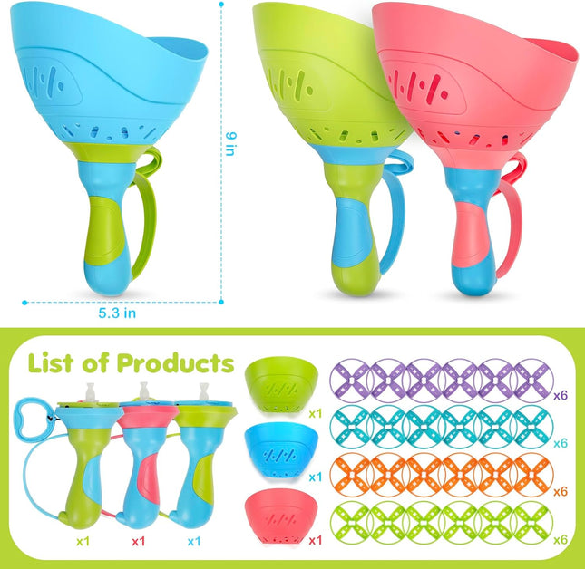 Flying Catch Disc Launcher Game 3 Pack Outdoor Toys for Kids Ages 3-8