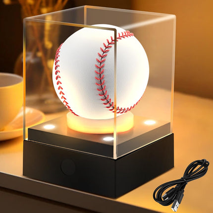 Baseball Display Case with LED & UV Protection – Acrylic Cube Holder