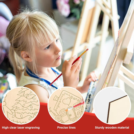 10PCS Large Christmas Wood Crafts – Paintable Ornaments for Kids & Adults