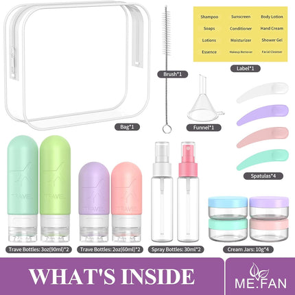 18-Pack Travel Bottles – TSA Approved, Silicone, Squeezable, Bright Colors